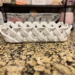 White Glass Tray Basket